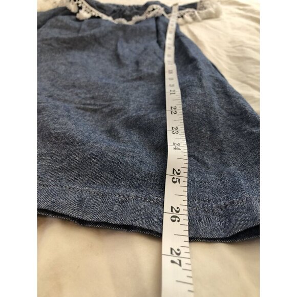 5L2F Denim Off-Shoulder Dress With White Tassel Trim Girls S Blue USA Boho Chic - Picture 8 of 8